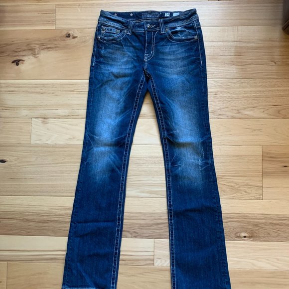 Miss Me "Zebra Hair" and Rhinestone Pocket Bootcut Jeans, Size 29 - Picture 3 of 8